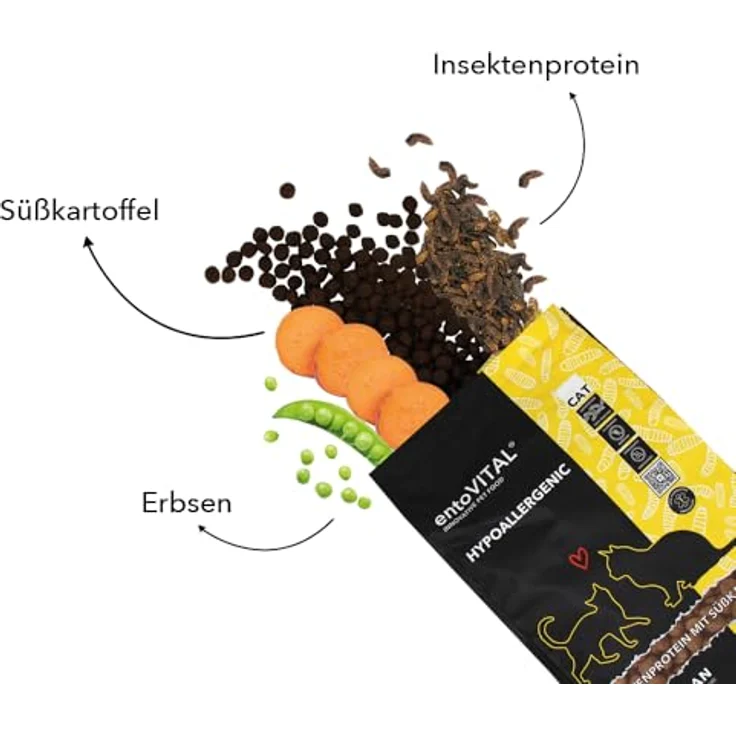entoVITAL CAT Hypoallergenic, Trockenfutter mit Insekten, Süßkartoffel & Erbsen, 3,5 kg, bei Allergien & Unverträglichkeiten – Bild 4