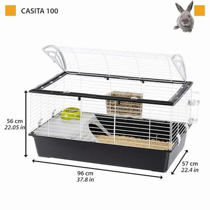 Ferplast Casita 100 - Narva, Gehege für Kleintiere, stabile Kunststoff-Metall-Konstruktion, schwarz, 570 mm hoch – Bild 2
