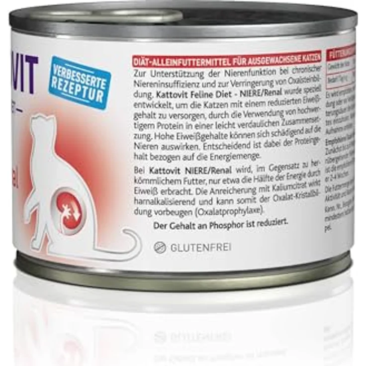 KATTOVIT Niere/Renal Nassfutter für Katzen, glutenfreies Diätfutter mit Putenstückchen, 12 x 185 g Dose – Bild 5