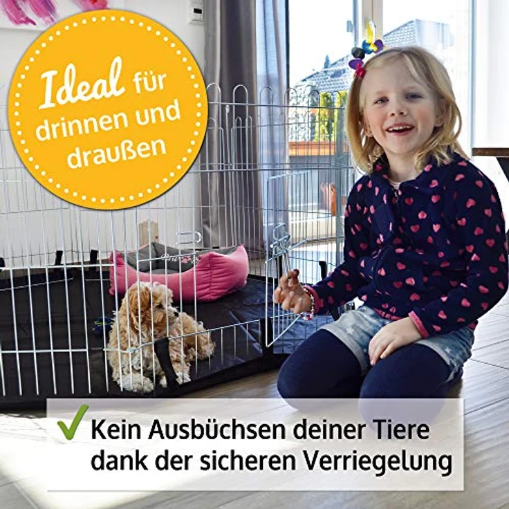 Zooprinz Freigehege Summer mit Bodenschutz, faltbares Gittergehege für Hasen, Kaninchen und Welpen, einfacher Aufbau, 8 Elemente (60x60 cm oder 75x75 cm) – Bild 5