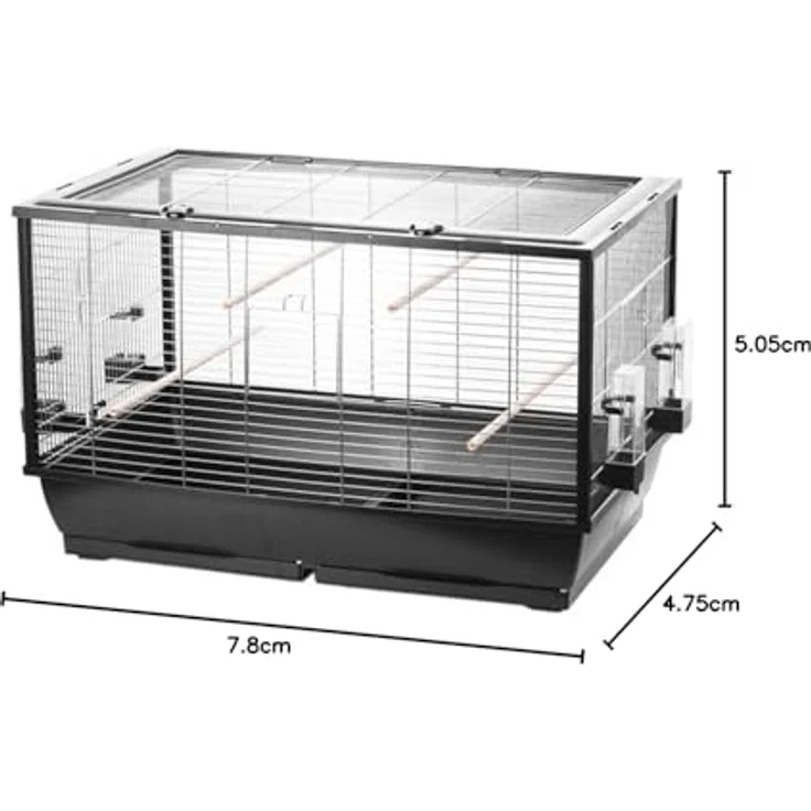 Ollesch Vogelkäfig Wellensittich Kanarien, mit Freiflug nach oben, inkl. Sitzstangen & 4 Außen-Näpfen, leicht zu reinigen – Bild 2