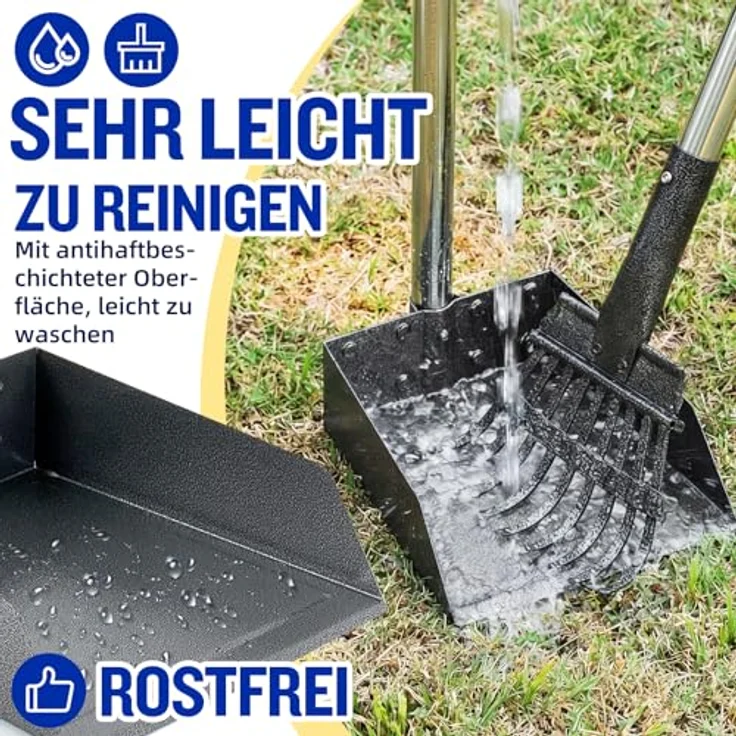 Snagle Paw Hundekotsammler, Abnehmbares 2 Stück Edelstahl Hundekotschaufel Set mit Verstellbarem 97 cm Griff und Antihaftbeschichtung für Große und Mittlere Hunde – Bild 4
