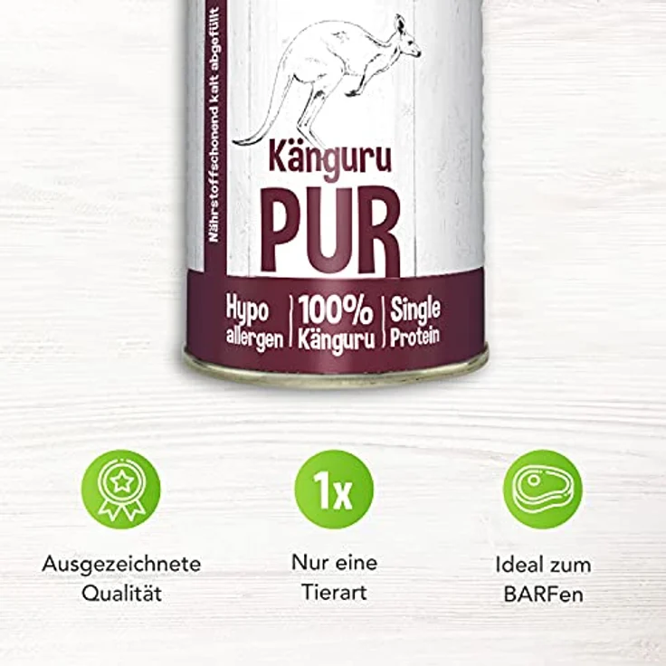 Schecker Nassfutter Känguru PUR, 24 x 410 g, für empfindliche Hunde, hypoallergen, getreidefrei, nur 4,5% Fett, Diätfutter – Bild 3