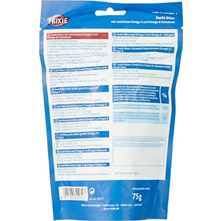 Trixie Premio Sushi Bites, Hundesnacks mit 100% Fisch, 75 g, weißer Fisch – Bild 2