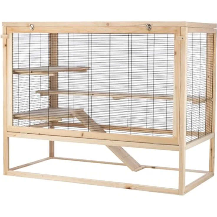 Trixie Mäuse Nagerheim mehrstöckig, geräumiger Kleintierkäfig mit 3 Plattformen und Acrylscheibe, natur, L 100 x B 50 x H 80 cm – Bild 2