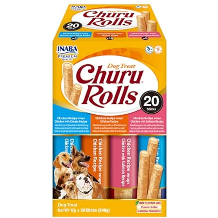 INABA Churu Rolls mit echtem Fleisch, Variety Box, Hundeleckerli ohne Getreide, ohne Zucker, 240 g (1er Pack) – Bild 1