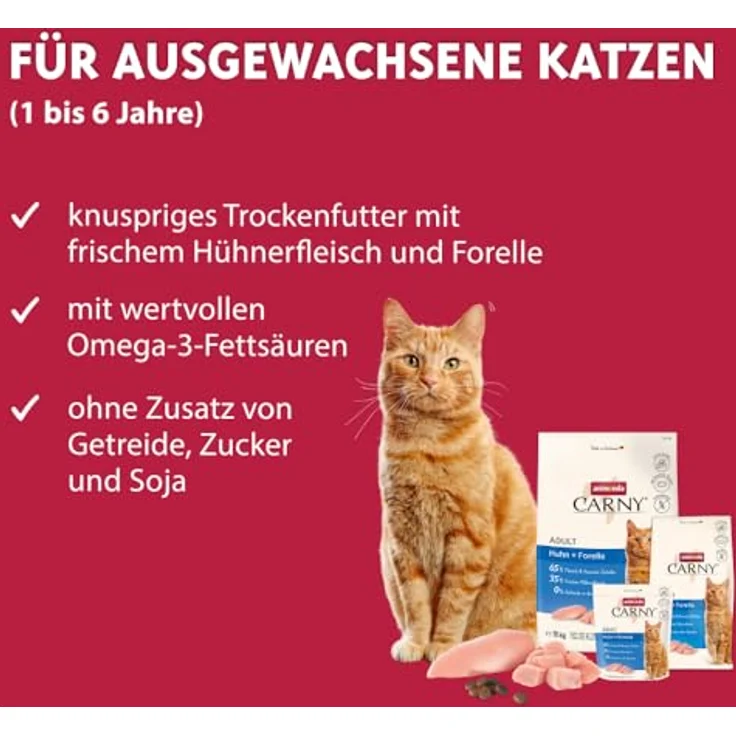 Animonda Carny Trockenfutter Katze Adult Huhn und Forelle, knusprig, ohne Getreide, 350 g – Bild 2