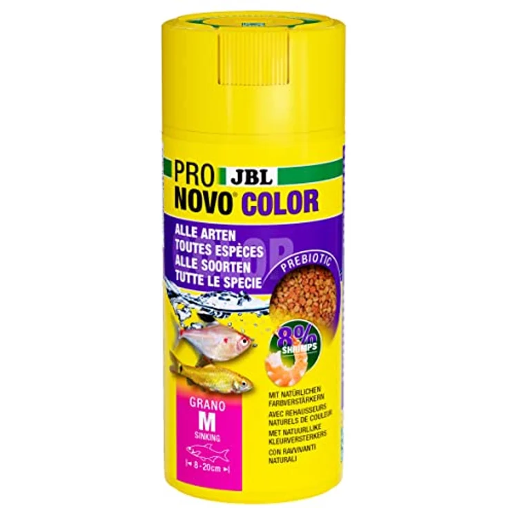 JBL PRONOVO COLOR GRANO CLICK, Farbfutter-Granulat für Aquarienfische 8-20 cm, prebiotisch, 250 ml mit Klickdosierer – Bild 1
