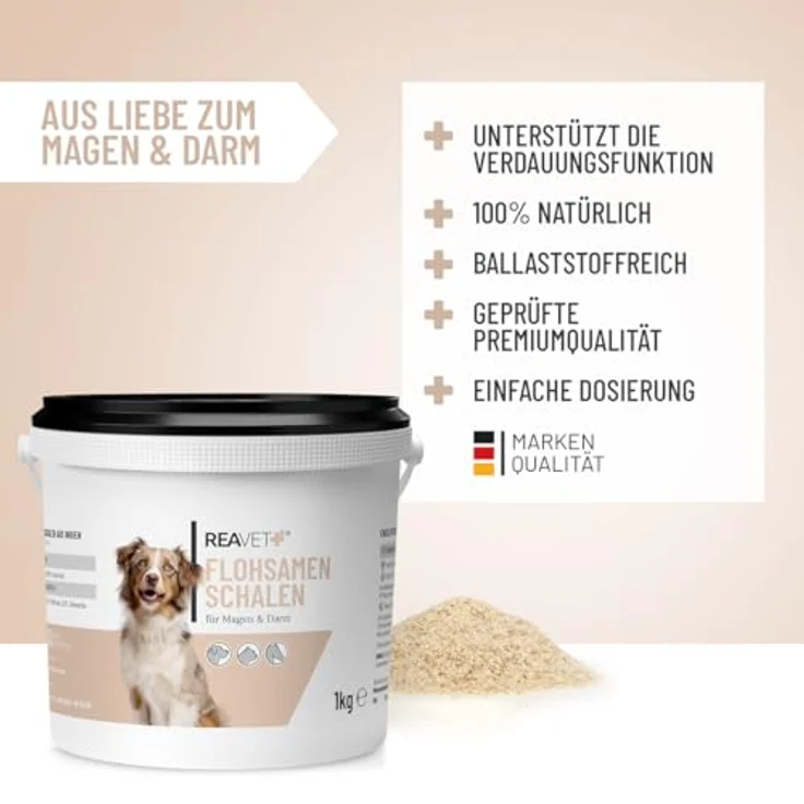 ReaVET Flohsamenschalen für Hund & Pferd 1kg - Naturrein, Ballaststoffreich, Glutenfrei, Ohne Zusätze – Bild 3