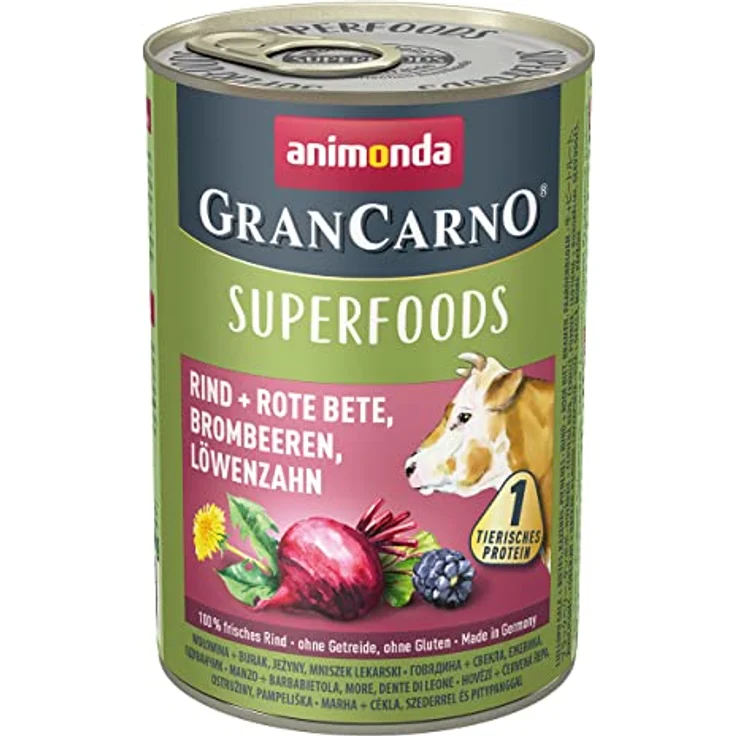 animonda GranCarno Hunde Nassfutter Superfoods Variation, 6 x 400g, getreidefreies Hundenassfutter ohne Zucker, mit frischen fleischigen Zutaten für ausgewachsene Hunde – Bild 3