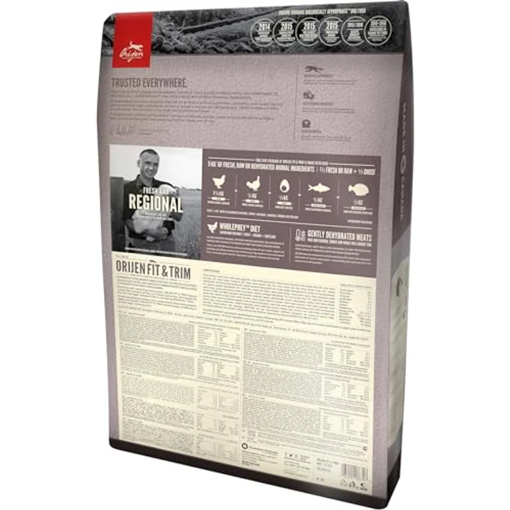 Orijen Fit & Trim Dog Whole Prey, Hundefutter mit gefriergetrockneten Zutaten aus freilaufendem Huhn, Truthahn und wild gefangenen Fischen, 11,4 kg – Bild 2