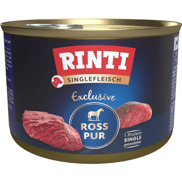 Rinti Singlefleisch Ross pur, Hunde-Nassfutter mit hohem Fleischanteil, 12x185g