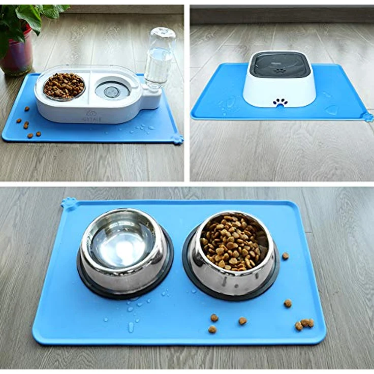 Joytale Silikon-Futtermatte für Hunde, rutschfest und wasserdicht mit erhöhtem Rand, 47 x 30 cm, Blau – Bild 3