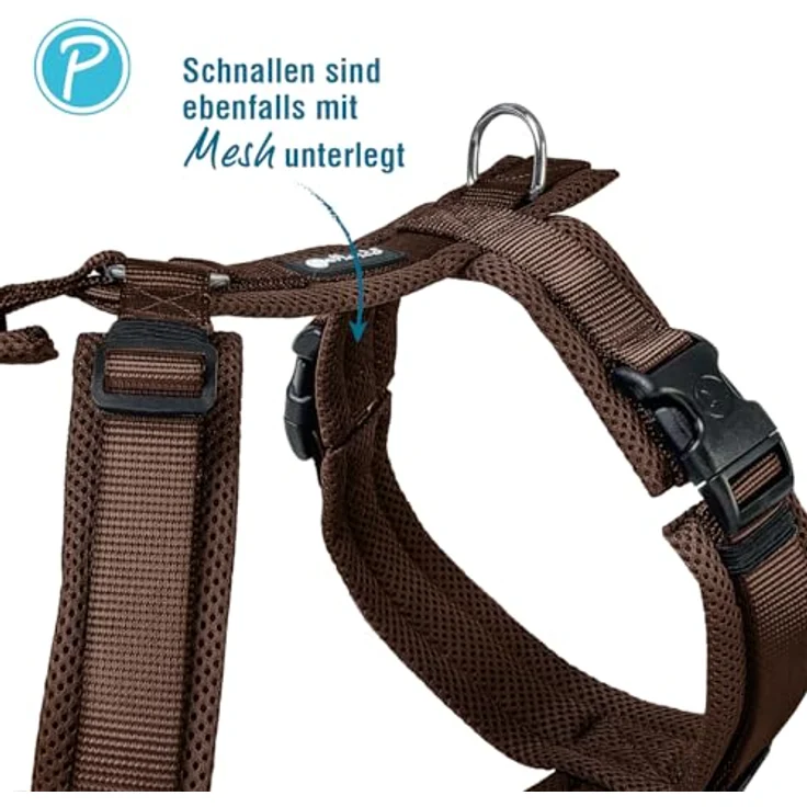 Petlando Hundegeschirr Y-Comfort, gepolstert, stufenlos verstellbar, atmungsaktiv, ergonomisch, für kleine Hunde, Mokka, Größe S – Bild 3
