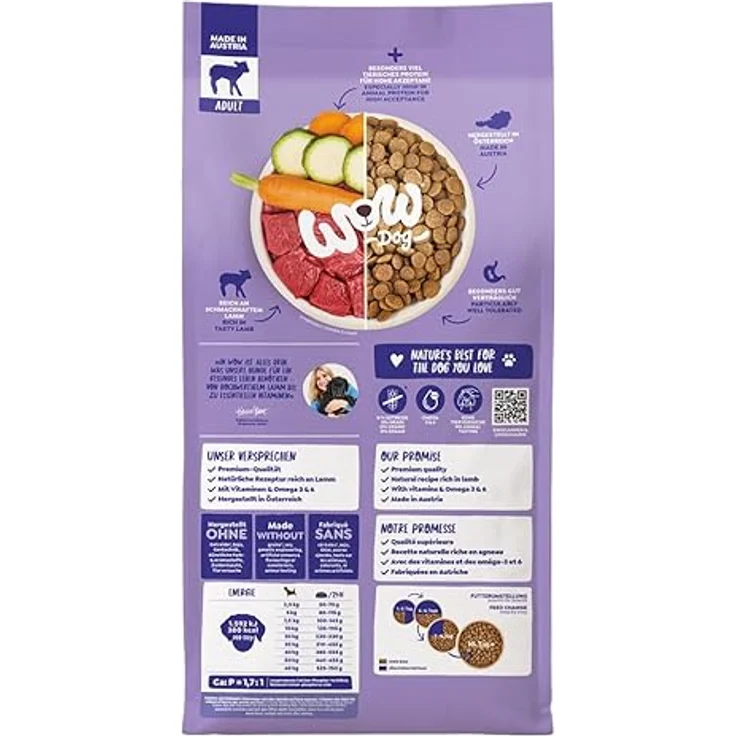 WOW Adult Lamm, Trockenfutter für Hunde mit hohem Proteinanteil, getreidefrei, 6 kg – Bild 2