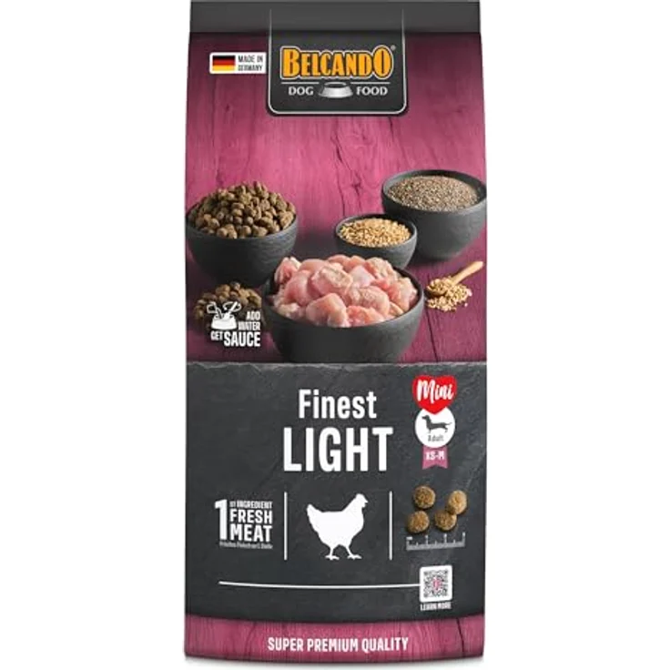 Belcando Finest Light, Trockenfutter für übergewichtige Hunde, 1 kg, mit 30% frischem Geflügel, höchster Rohfaseranteil – Bild 1