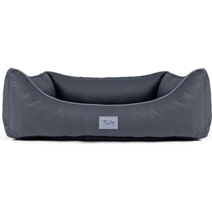TrendPet Runa, Orthopädisches Kunstlederbett für Hunde mit Memoryfoam Matratze, modisch in Kupfer und Grau, 80x60x25 cm – Bild 3