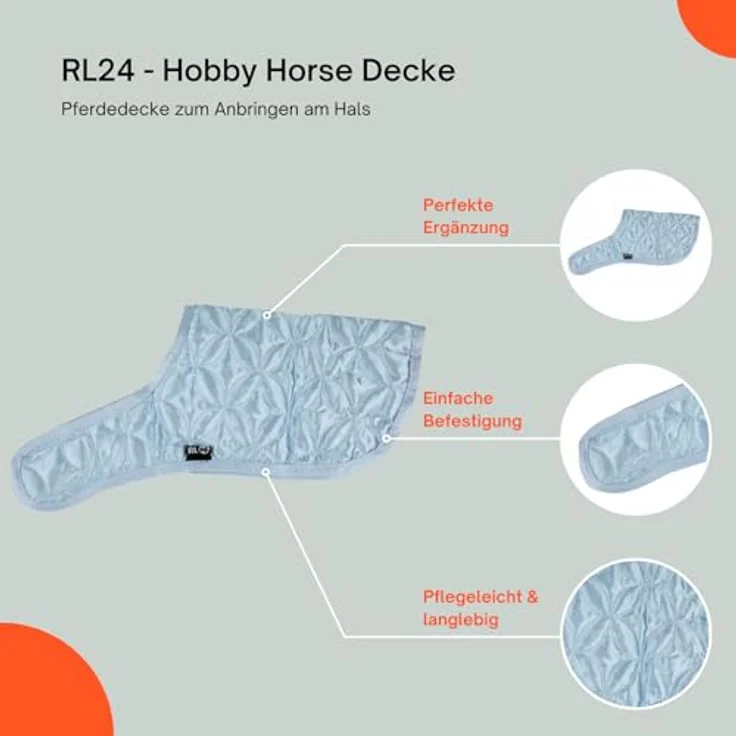 RL24 Hobby Horse Decke, Spielzeug Pferdedecke in Hellblau, pflegeleicht und langlebig, einfache Befestigung am Steckenpferd – Bild 3