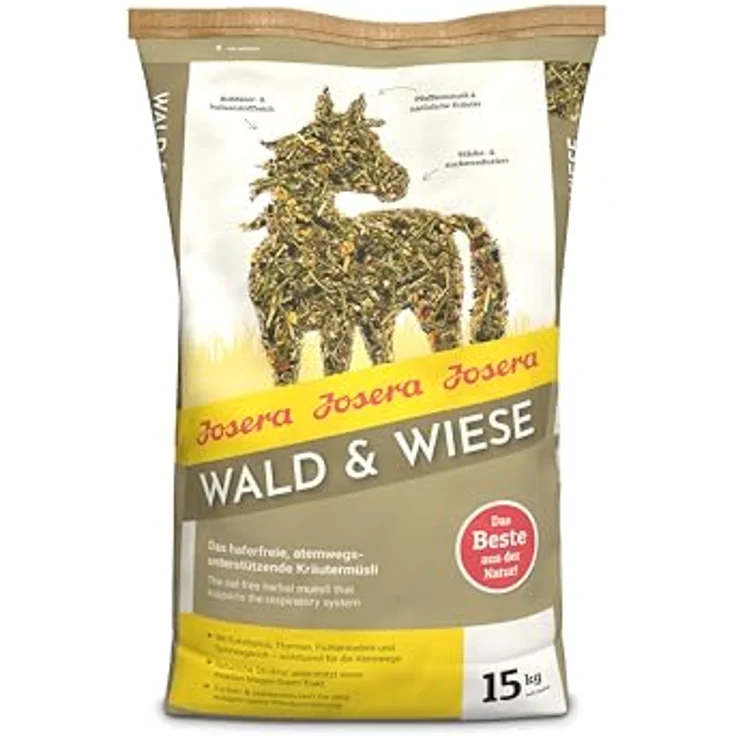 Josera Wald & Wiese, Premium Pferdefutter 15 kg, atemwegsunterstützendes Kräutermüsli, haferfrei, zucker- und stärkereniert – Bild 2