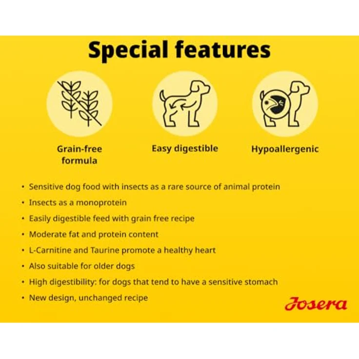 JOSERA Adult Hypoallergenic, Premium Trockenfutter für Hunde mit Unverträglichkeiten, Insektenprotein, getreidefrei, hochverdaulich, 5 x 900 g Packung – Bild 4