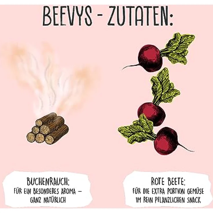 VEGDOG Beevys hypoallergener Snack für Hunde, 100% vegan mit Roter Beete und Reis, 9 x 80 g, glutenfrei und geräuchert mit Buchenholz – Bild 5