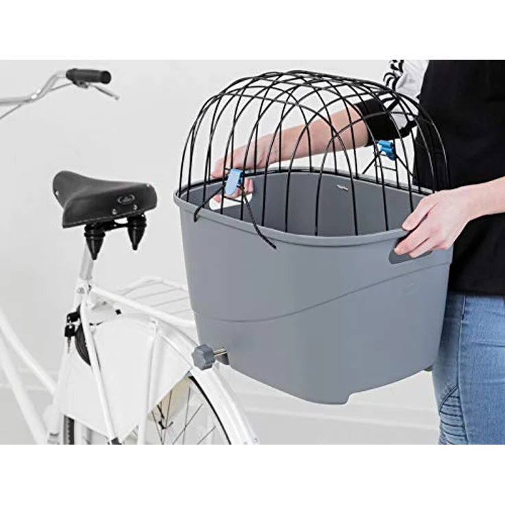 TRIXIE Fahrradkorb für Gepäckträger 13115, Kunststoff/Metall, pulverbeschichtet, 36 x 47 x 46 cm, Gitter mit Schnellfixierung und Klapperschutz, rutschfeste Liegematte – Bild 5