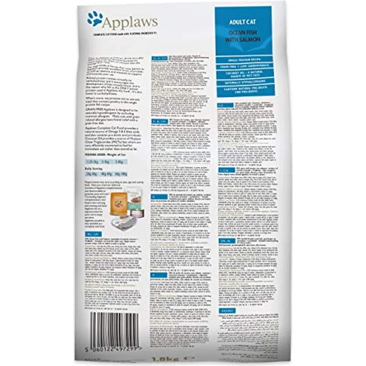 Applaws Katzentrockenfutter, getreidefreier Meeresfisch mit Lachs, 1,8 kg, hypoallergen, hochwertige 50% Fischanteil, wiederverschließbarer Beutel – Bild 3