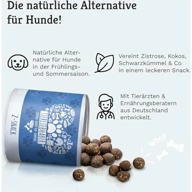 TIERLIEBHABER Z-Snack (350g) | Natürlicher Hundesnack mit Schwarzkümmelöl und Kokosraspeln | 2 Monatsrationen für mittelgroße Hunde – Bild 2