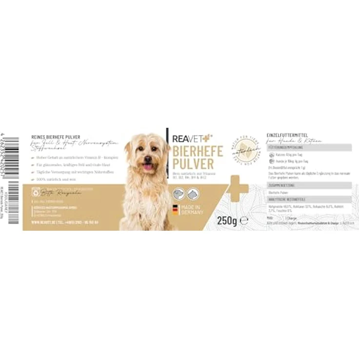 ReaVET Bierhefe Pulver für Hunde & Katzen – Nährstoffreiche Naturergänzung für glänzendes Fell und vitale Haut, reich an Biotin und B-Vitaminen, 250g – Bild 5