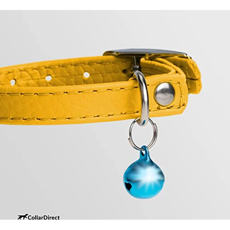 CollarDirect Leder-Katzenhalsband mit Abnehmbarer Glocke und Sicherheitsgummiband – Handgemacht für Kätzchen und große Katzen, leuchtende Farbe – Bild 3