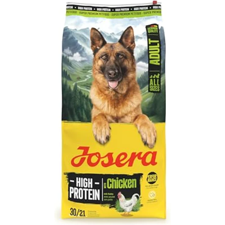 Josera High Protein Adult Chicken, glutenfreies Hundefutter für energiebedürftige Rassen, 12,5 kg – Bild 1