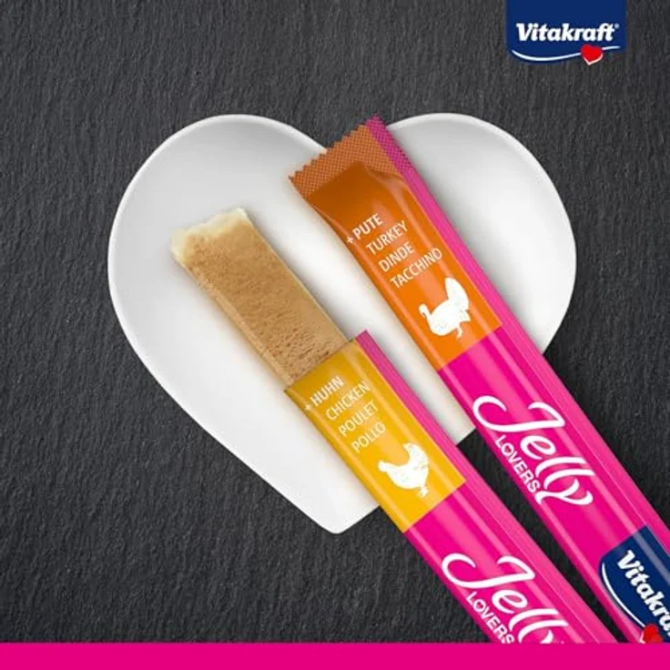 Vitakraft Jelly Lovers, Gelé Katzensnack mit Huhn und Pute, getreidefrei, ohne Zucker, 6x15g Sticks – Bild 4