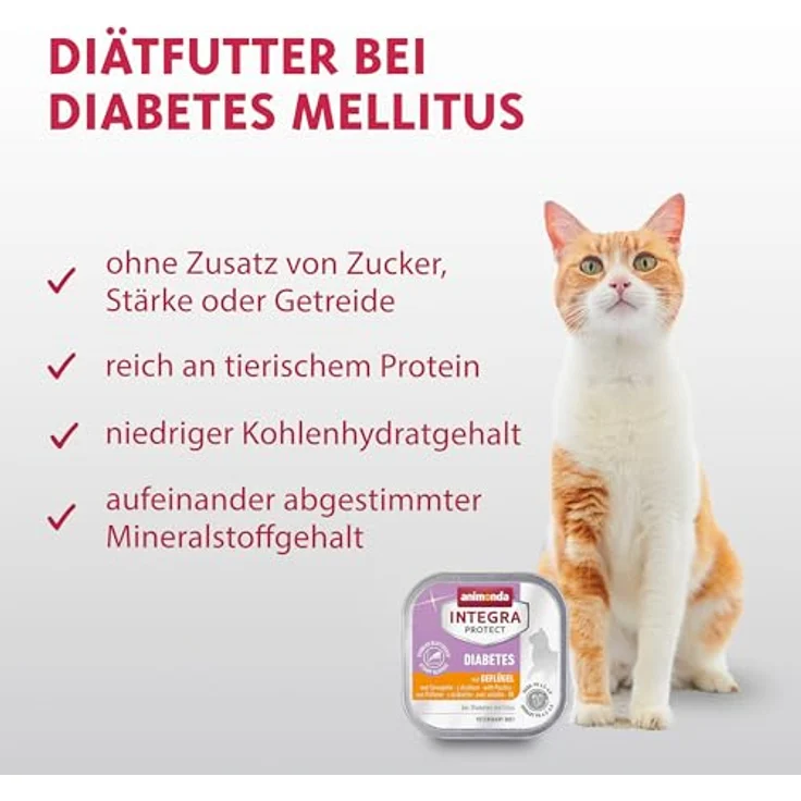 animonda INTEGRA PROTECT Diabetes, Katzen-Nassfutter mit magerem Geflügel, 16x100g, ohne Farbstoffe – Bild 2