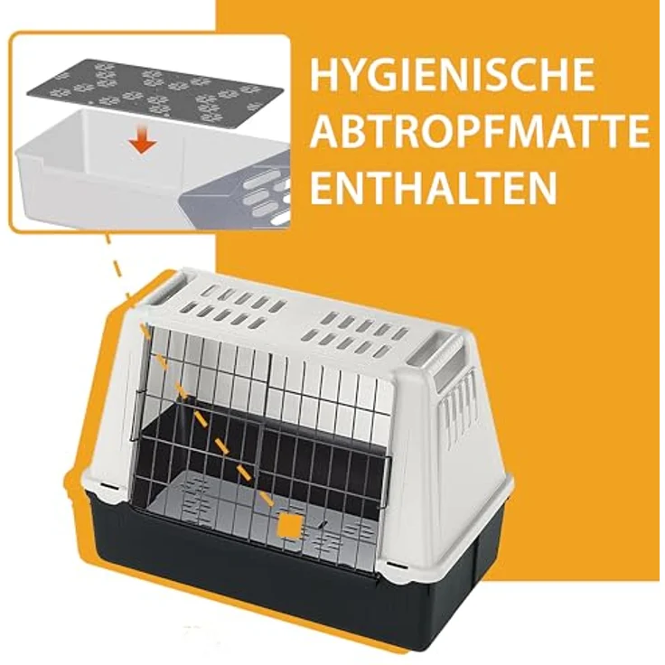 Ferplast Autotransportbox Atlas Car, Hunde-Transportbox mit abnehmbaren Gittertüren, grau, B 72 x T 41 x H 51 cm – Bild 8