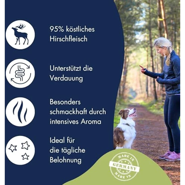 Dr.Clauder's Trainee Snack, leicht verdauliche Hundesnacks aus 95% Hirschfleisch mit Inulin, 500g Frischebeutel – Bild 3