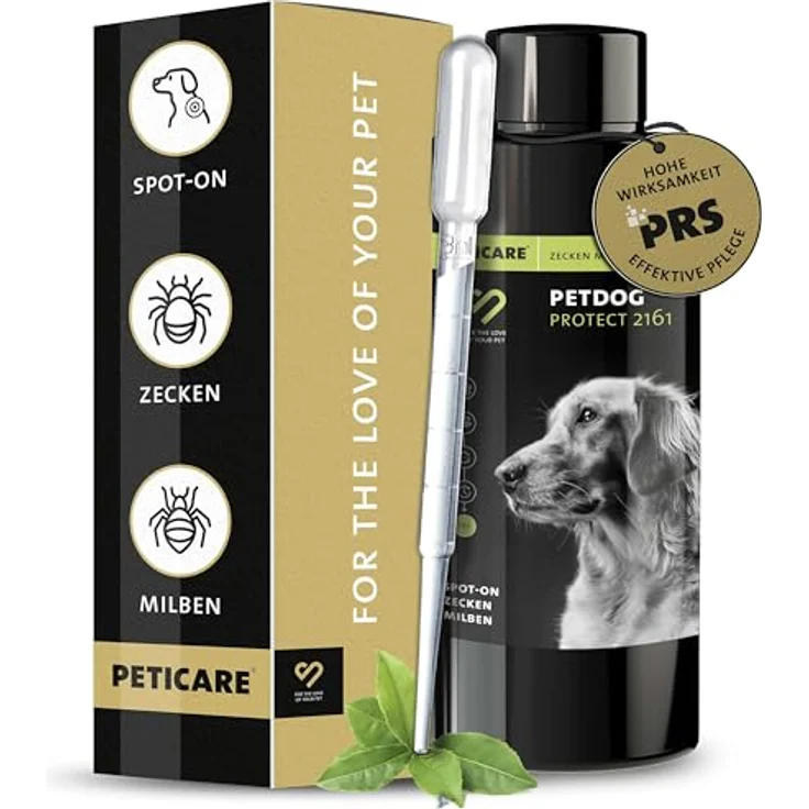 Peticare® PetDog Protect 2161, Zeckenschutz Spot-On für Hunde, pflanzlich, Fipronil-frei, wasserfest, 24h Langzeitwirkung durch PRS® System – Bild 1