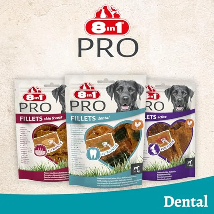 8in1 Fillets Pro - pro breath, zuckerfreier Hundesnack mit hochwertigem Geflügel, Größe S, 80 g – Bild 8