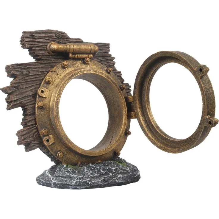 EBI Aqua Della Steampunk Porthole L, hochwertige Aquarium Dekoration im einzigartigen Steampunk-Design, langlebig aus Polyesterharz