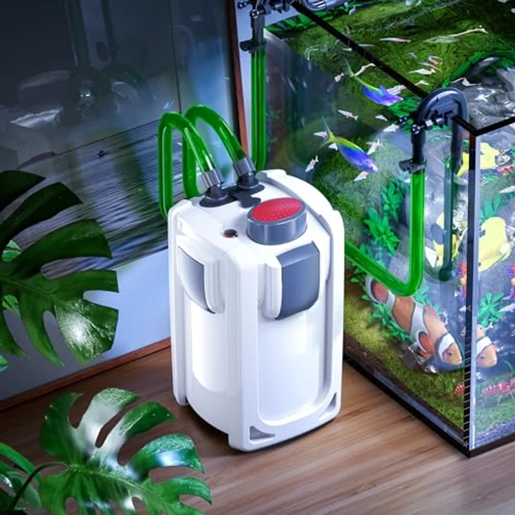 SunSun HW-702A Aquarium Außenfilter, 1000 L/h, 24 W, 3-Stufen-Filtration, inkl. Filtermedien für Süß- und Salzwasser – Bild 2