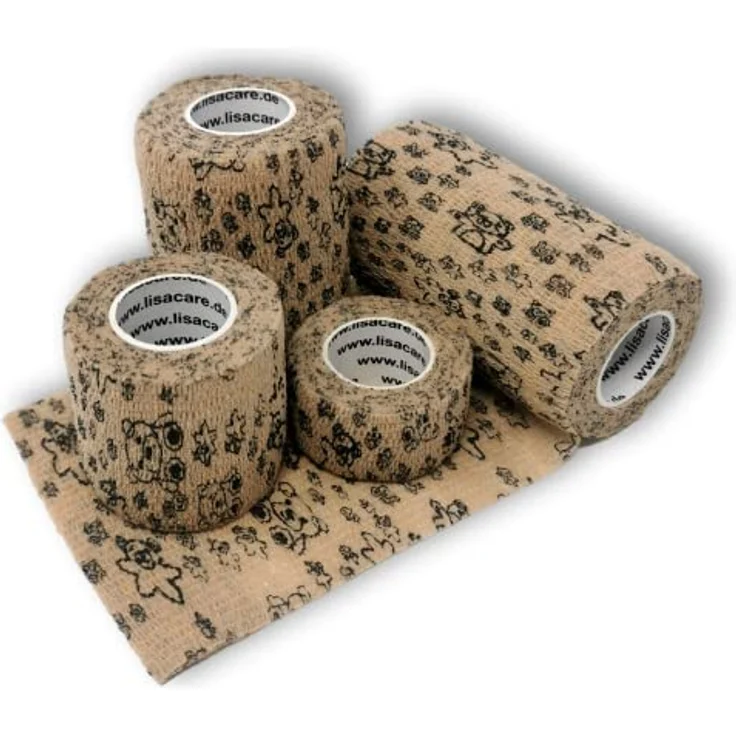 LisaCare 4er-Set Cohesive Bandage, selbstklebend, in Teddy beige - inklusive 10cm, 7,5cm, 5cm und 2,5cm breite Rollen, wasser- und schmutzabweisend, rückstandslose Entfernung – Bild 1