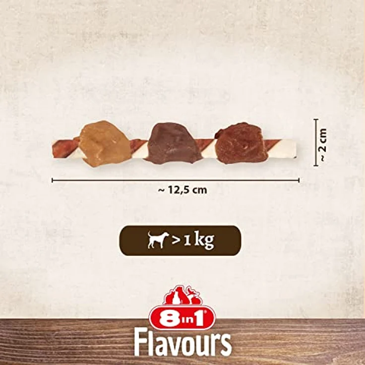8in1 Triple Flavour Skewers, Hundesnacks im Sparpaket mit 3 x 113 g (18 Stück), mit Hähnchen, Ente und Leber, ideal zur Zahnsteinprophylaxe – Bild 6
