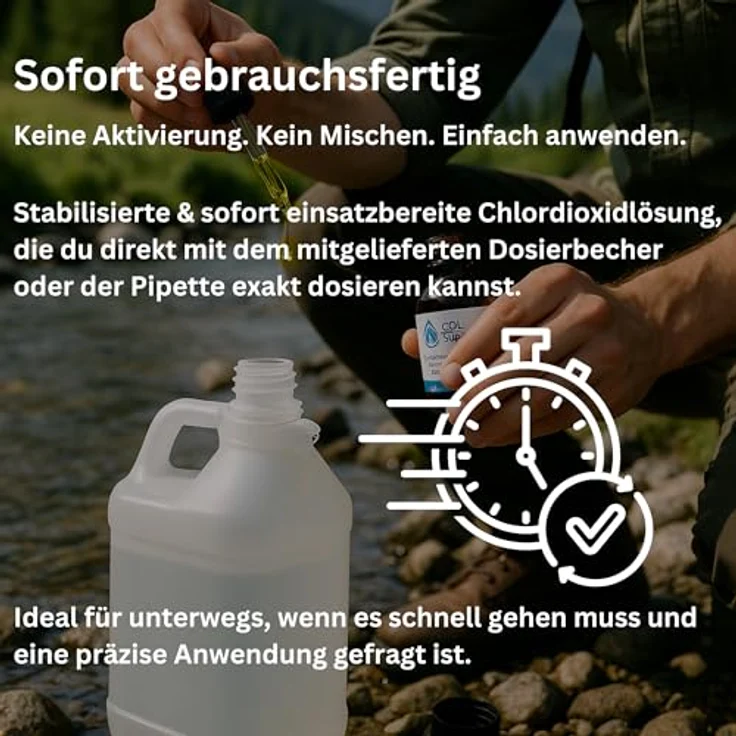 CDL2go CDL Fertiglösung 250 ml, mobile Chlordioxidlösung 0,3% - hochrein, effektiv gegen Bakterien, Viren und Sporen, EU-zertifiziert – Bild 3