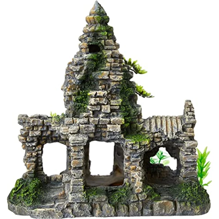 EBI Aqua Della Angkor Wat, naturgetreue Aquarium-Dekoration aus ungiftigem Polyesterharz, für Süß- und Meerwasseraquarien – Bild 2