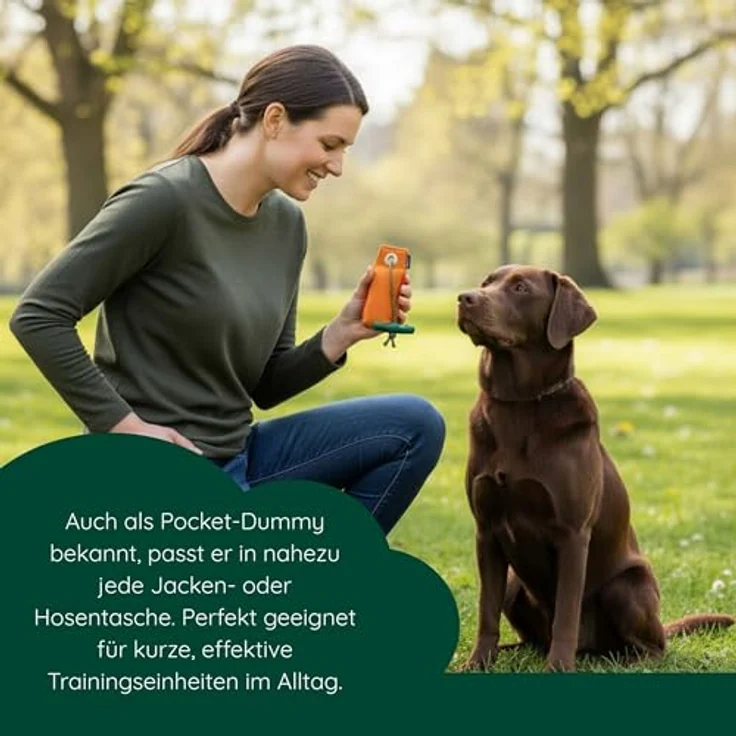 Romneys Suchen Dummy Mini-Dummy für kleine Hunde 100g, schwimmfähig mit Wurfgriff, orange – Bild 2