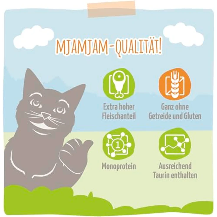 MjAMjAM Katzen-Nassfutter, 6 x 800 g, saftiges Huhn mit leckeren Möhrchen, glutenfrei und ohne Zuckerzusatz – Bild 4