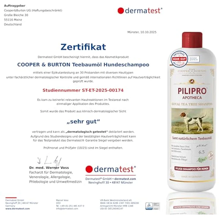 COOPER & BURTON Teebaumöl Hundeshampoo 500ml | pH-hautschonendes Shampoo gegen Juckreiz, Flöhe, Zecken & Milben für alle Hunderassen, mit seidigem Glanz und leichter Kämmbarkeit – Bild 2