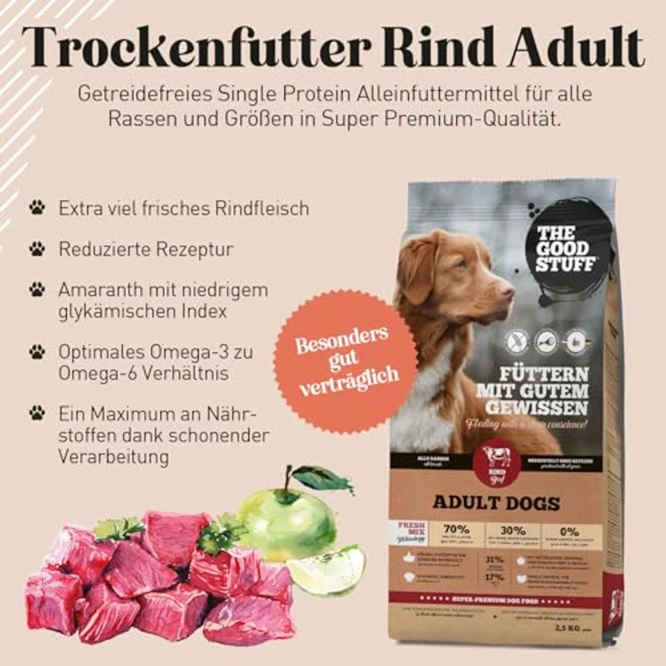 The Goodstuff Adult Rind, Hunde-Trockenfutter mit hohem Fleischanteil, 2,5 kg – Bild 3