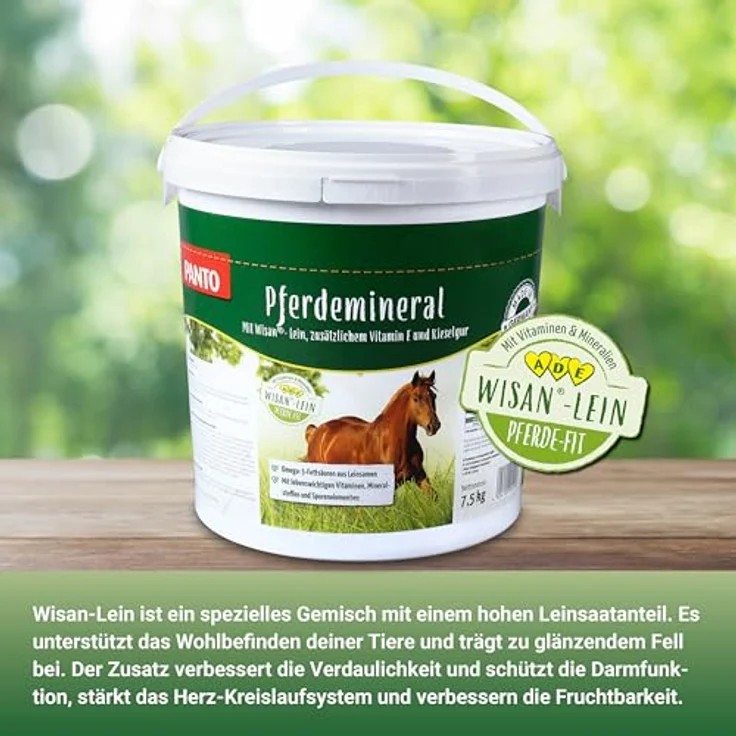 PANTO Pferdemineral mit Wisan-Lein, 7,5 kg - schmackhaftes Pferdefutter, reich an Mineralien, Vitaminen, Spurenelementen und Omega-3-Fettsäuren – Bild 5