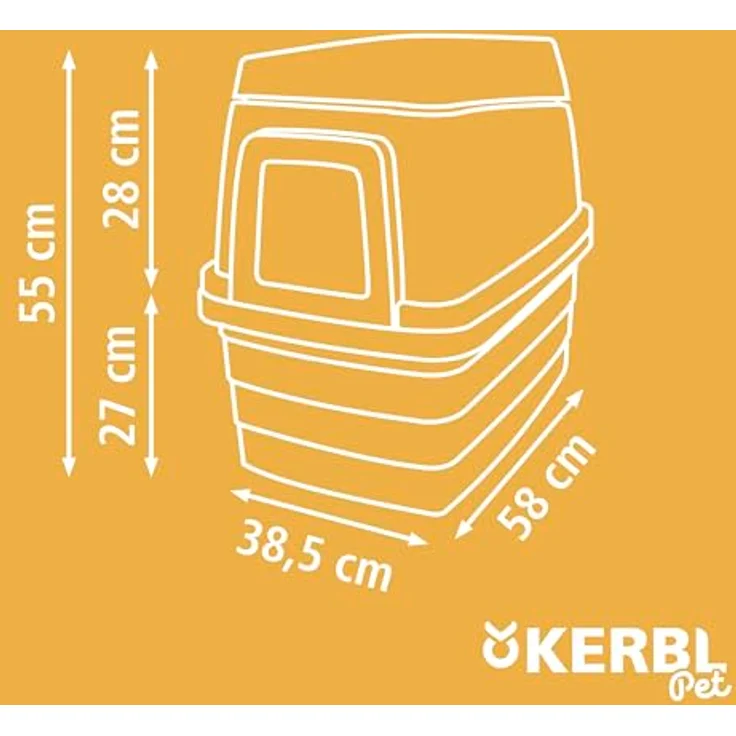 Kerbl Kaninchenbau Bunny Base Komplettset, grau/orange, mit integrierter Heuraufe und 4-Wege-Tür, L 58 x B 38,5 x H 55 cm – Bild 8