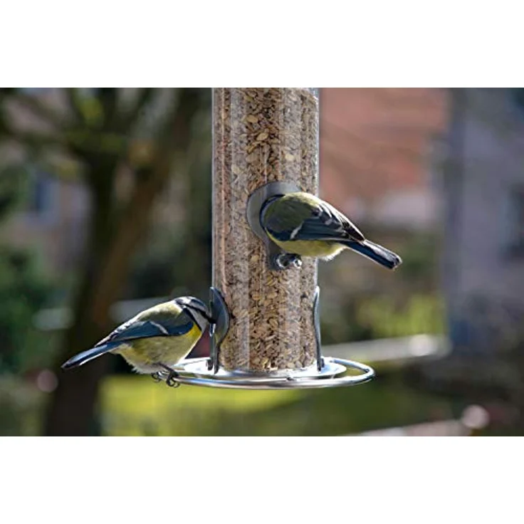 dobar Transparente Futtersäule mit Vier Futterplätzen für Vögel, Wildvogel-Futterstaton zum Aufhängen, 14 x 14 x 26 cm, Metall, Acrylglas – Bild 5